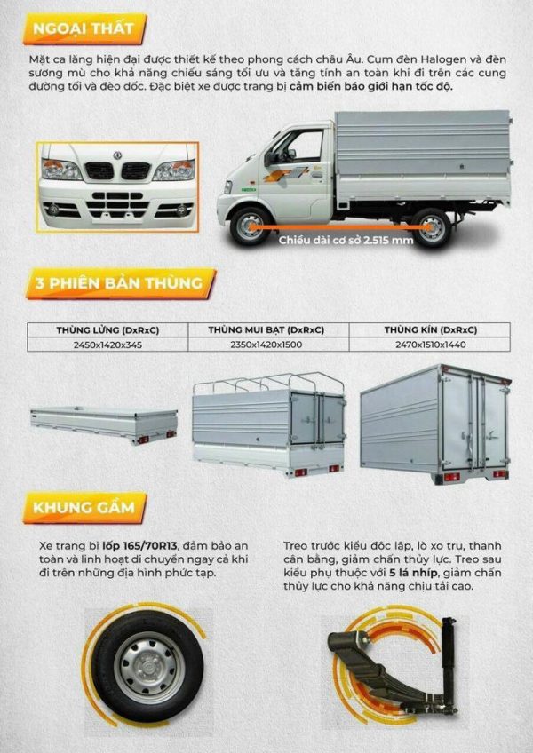Xe tải TMT DFSK K01 880kg Thùng Bạt - Hình ảnh 10