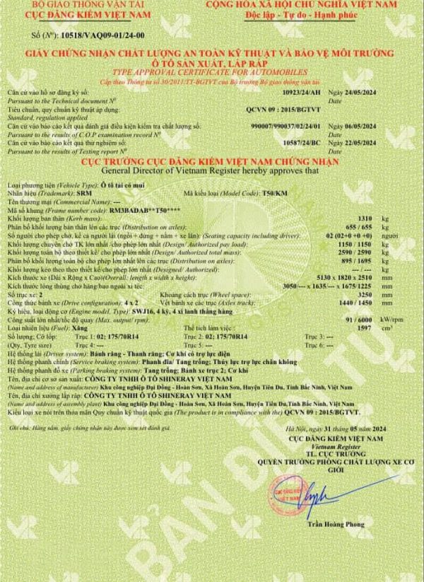 XE TẢI SRMT50 KHUNG MUI TẢI TRỌNG 1,2T - Hình ảnh 15